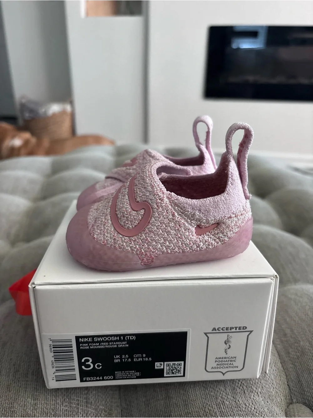 Nike Toddler Pink Slip-On Swoosh Knit Shoes
